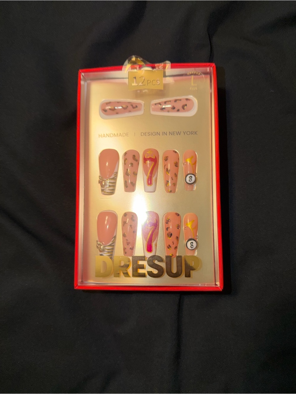 Nude Pink Printed Press-On Nail Set - 12 PCS